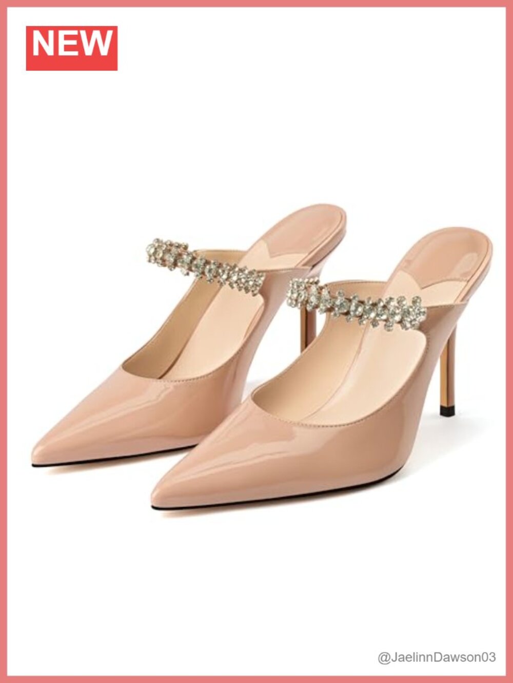 Mules for Women Pointed Toe Stiletto Heel Slip-On Rhinestone Dress Shoes